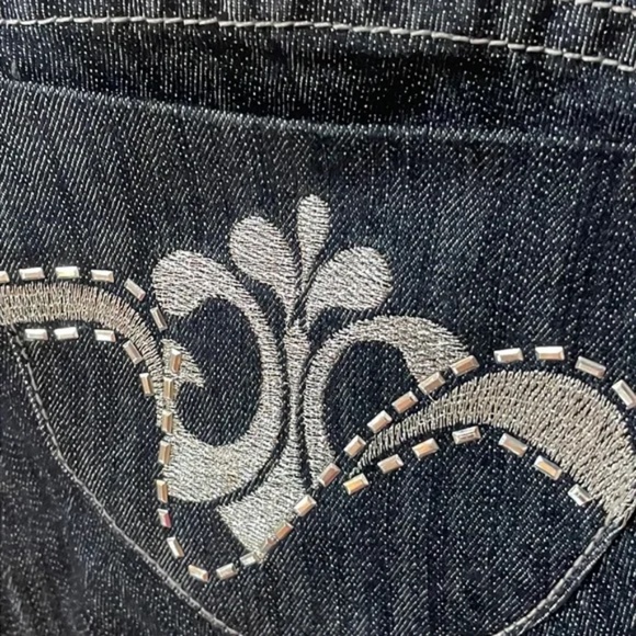 NEW Y2K Dereon Beyonce Studded stretch Denim Cropped Capri Jeans 7 /8 - Picture 15 of 15